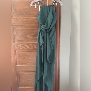 Lulu’s Ode to Elegance Dark Green Ruffled Maxi Dress